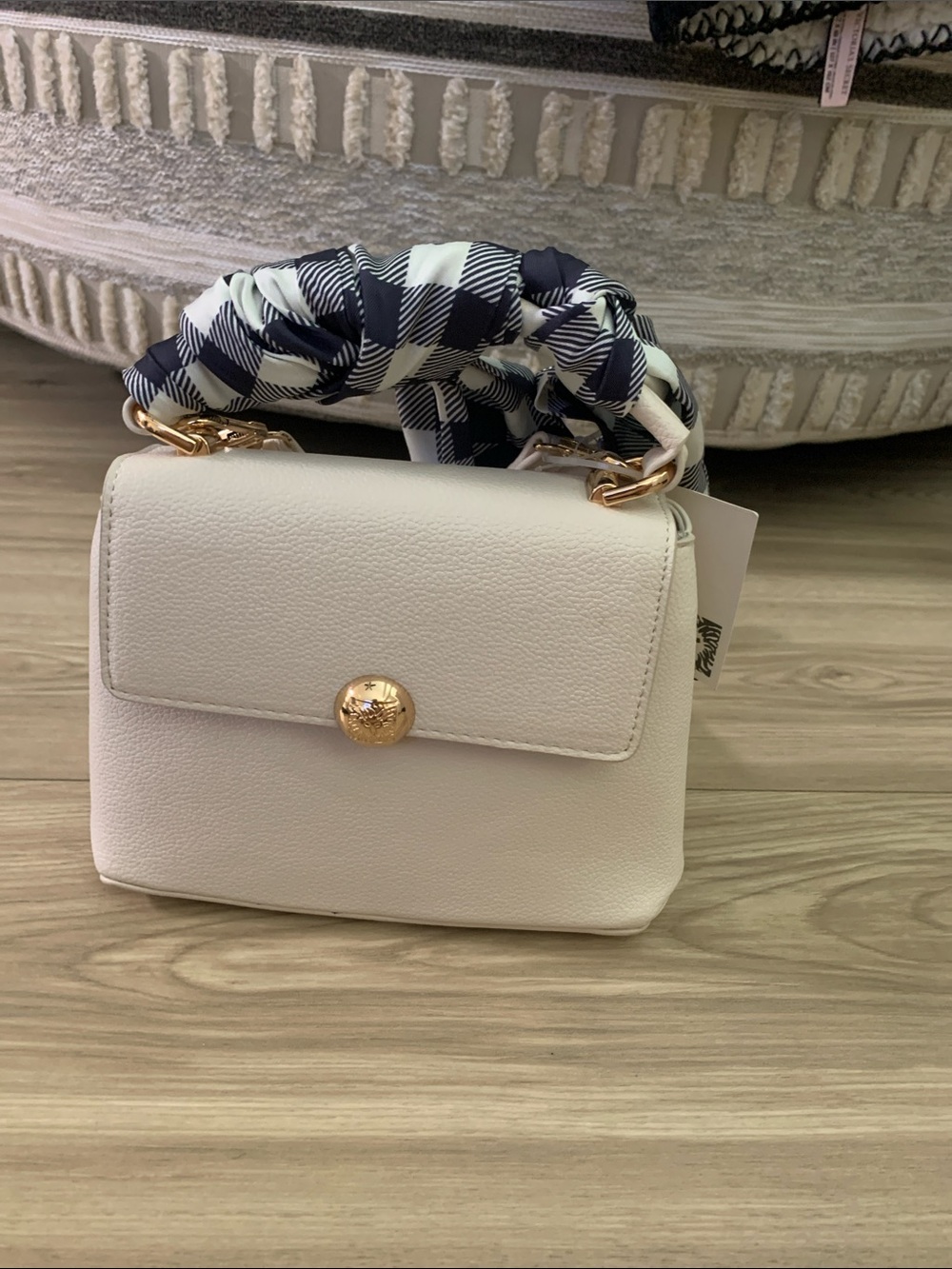 Anne Klein Elegant White Women's Top-Handle Bag with Gold Accent